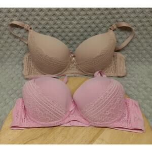 Pink Lover Women's 2pk Push-Up Underwire Bra Adjustable Pink Beige
